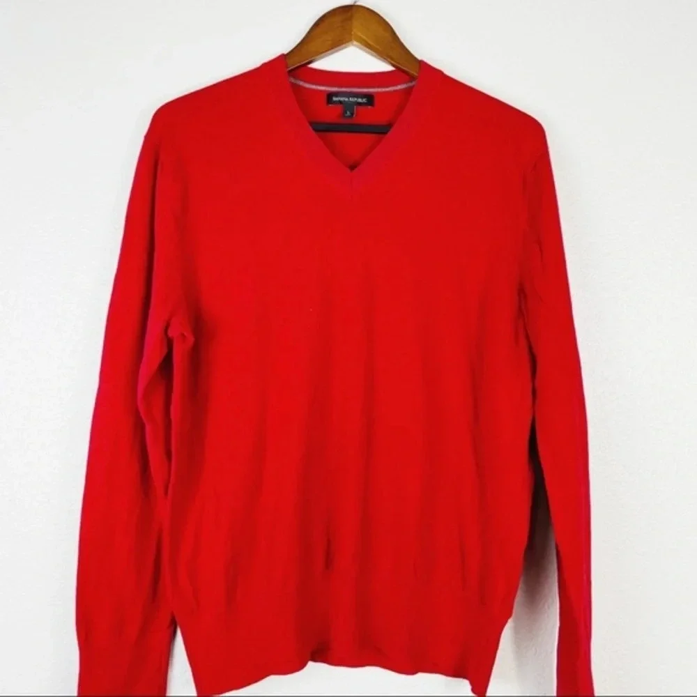 BANANA REPUBLIC Red Patch Elbow Sweater‎ Large